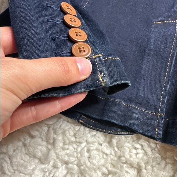 Lauren Ralph Lauren Denim Jacket Leather Collar Barn Jacket Lightweight Button - Picture 14 of 15